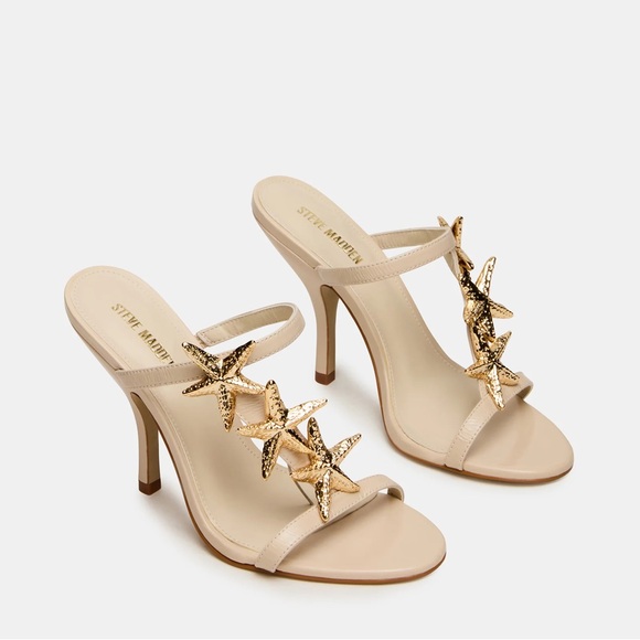 Steve Madden Shoes - Steve Madden AQUARIAN BONE Nude Heeled Sandals with Gold Starfish Accents